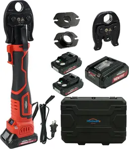 [Deals For You Days]Holdwell S MP-2430 ASTM F1807 Mini Press Tool Kit, 18V Electric Pipe Crimping Tool for 1/2", 3/4", 1" PEX Pipe Copper Rings, PEX Press Tool Kit with Brushless Motor, 2pcs Battery, Fast Charger&Carrying Case