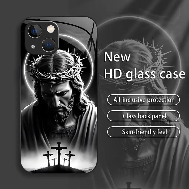 Suitable for [iPhone 14] Jesus New stylish high quality glass protective case affordable anti-drop anti-fingerprint 995