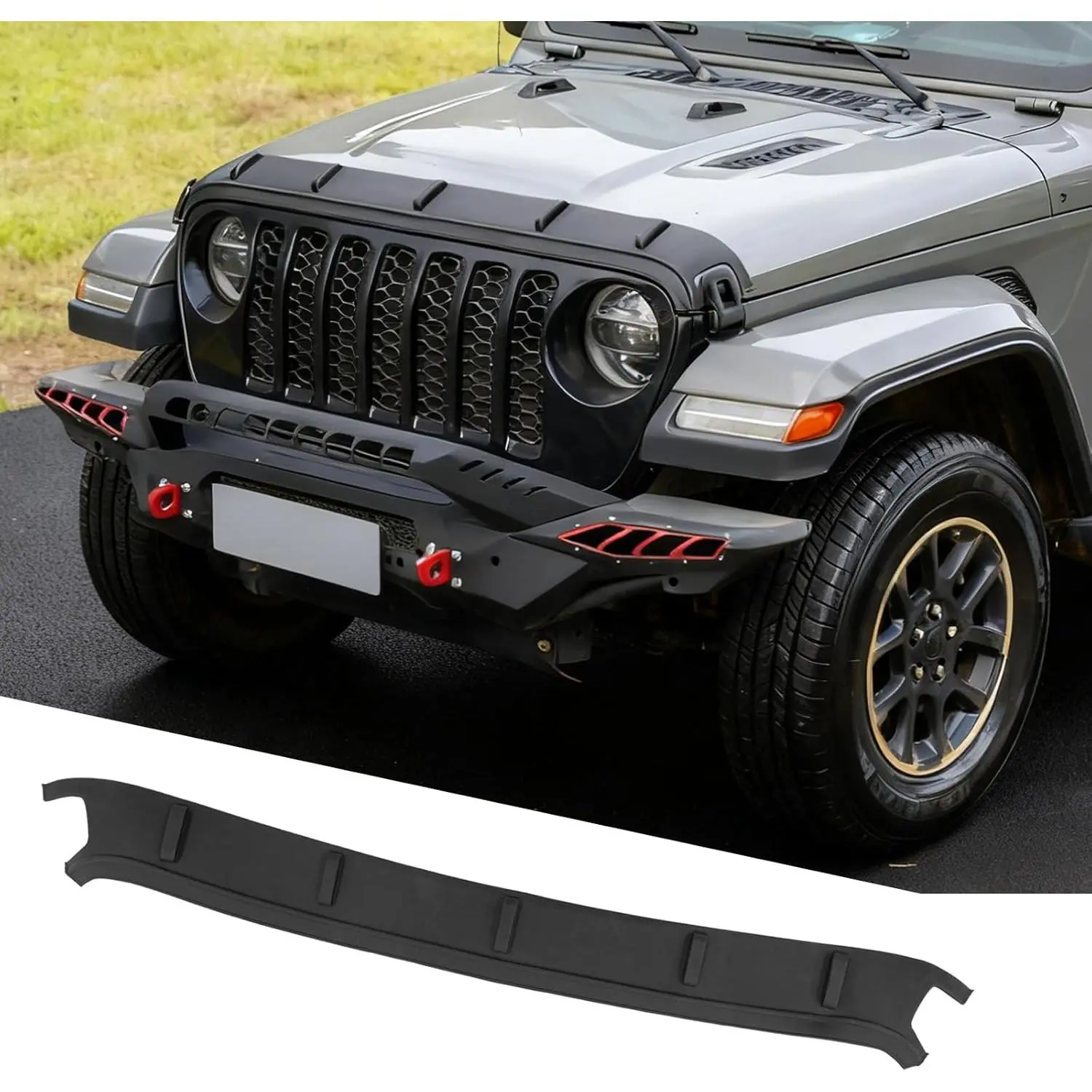 Black TPE Hood Deflector Protector Compatible with 2020-2026 Jeep Gladiator JT 2018-2026 Wrangler JL Front Hood Guard Shield for 2025 Gladiator Accessories