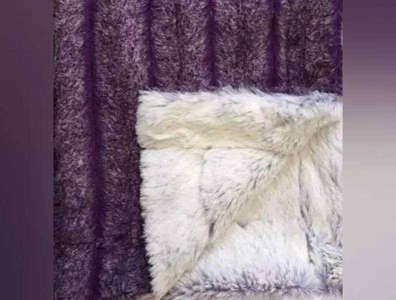 Blanket: Luxe Cuddle Iced Chinchilla in Purple Reign on Luxe Cuddle Frost in Iris