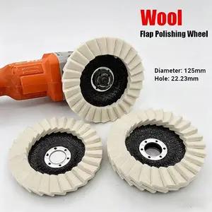 Auto Detailing/Metal Polishing/Glass Buffing 5 Inch Wool Flet Flap Disc 125mm Polishing Disc Pad Angle Grinder Accessories,Metal Glass Ceramic Polishing Tool SetA