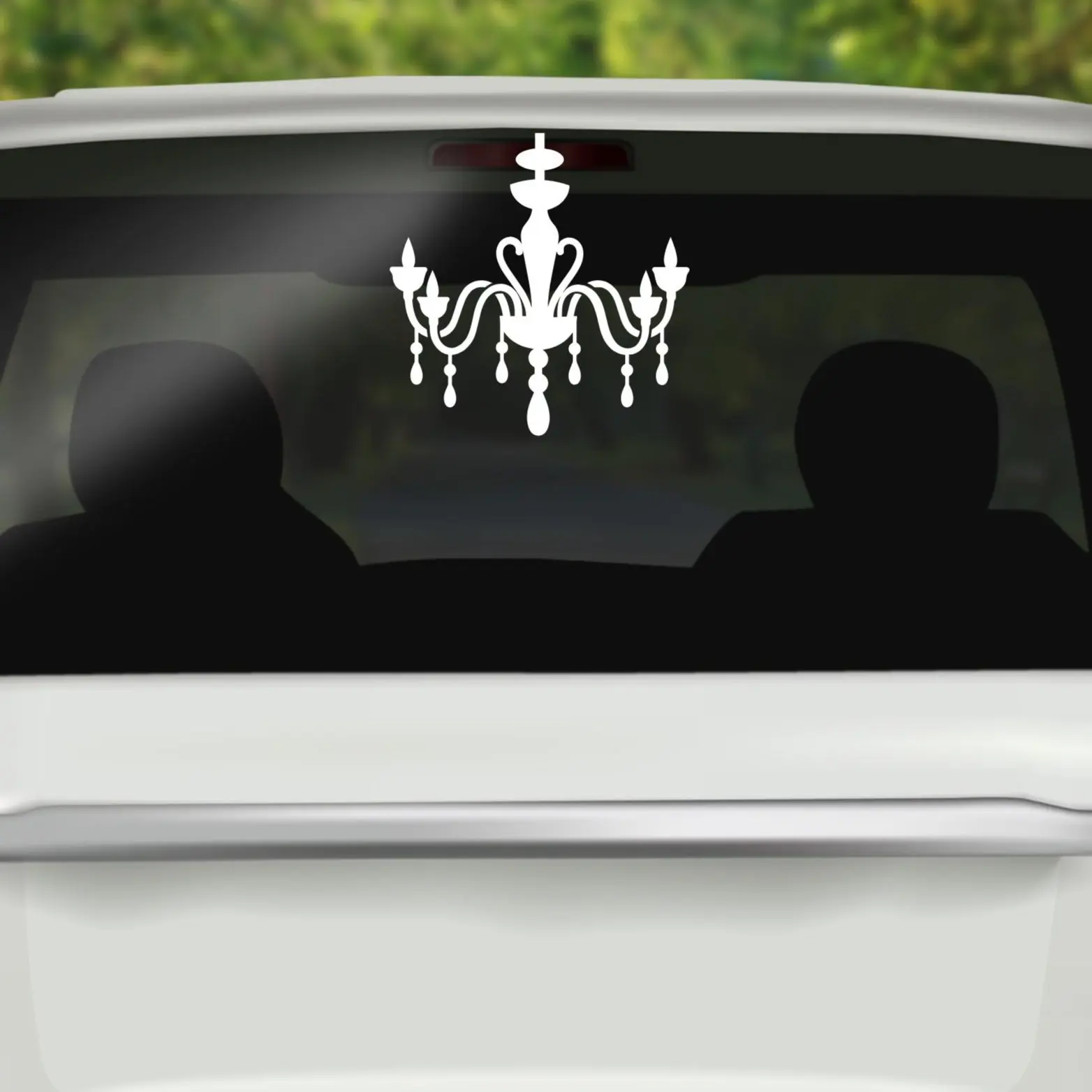 Chandelier Silhouette Vinyl Car Decal – Gothic Elegance Sticker for Car Window Laptop Tumbler – Dark Academia Victorian Decor Inspired Alternative Aesthetic Decal