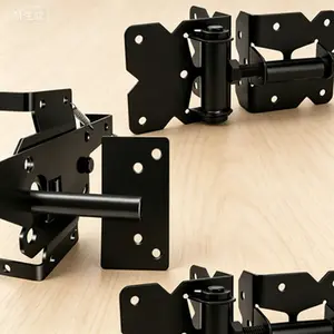 Complete Fence Gate Installation Kit with Self Locking Latch, Adjustable Hinges and Hardware Set for Vinyl Wood Outdoor Use, Durable Heavy Duty Swing Tool, Rust-Resistant Mounting Screws Included