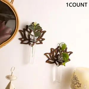 Wooden Lotus Flower Design Wall Decor, Wall Hanging Planter, Boho Home Decor, Wall Vases for Dried Flowers and Faux Greenery, Farmhouse Wall Decor, Hangable