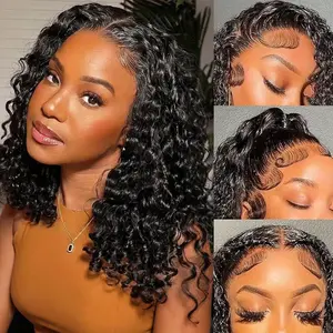 Bob Wig Human Hair Deep Wave Glueless Wigs Human Hair Pre Plucked 5x5 Wear And Go Glueless HD Lace Closure Wigs Human Hair For Black Women 180% Density