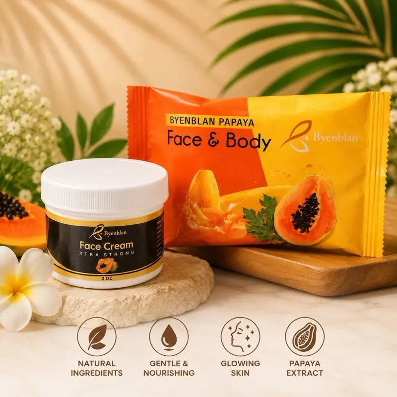 Byenblan 2 oz papaya Face Cream  for Soft Radiant Skin - papaya Infused Body Cream for Glowing Look
