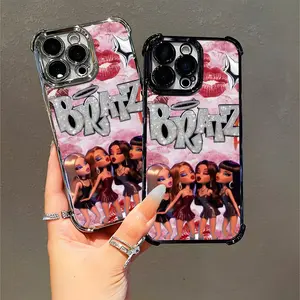 Bratz Sparkle Glitter Phone Case with Kiss Marks Stars for Fashion Lovers Teens Compatible with iPhone 11/12/13/14/15/16 (Pro Max/Plus)