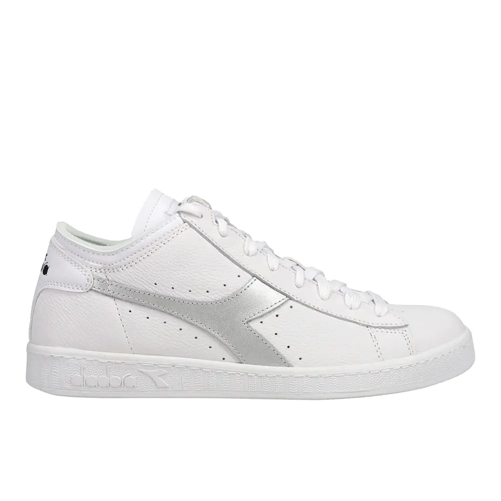 diadora Mens Game Row Cut Metal Lace Up Sneakers Shoes Casual - Silver, White