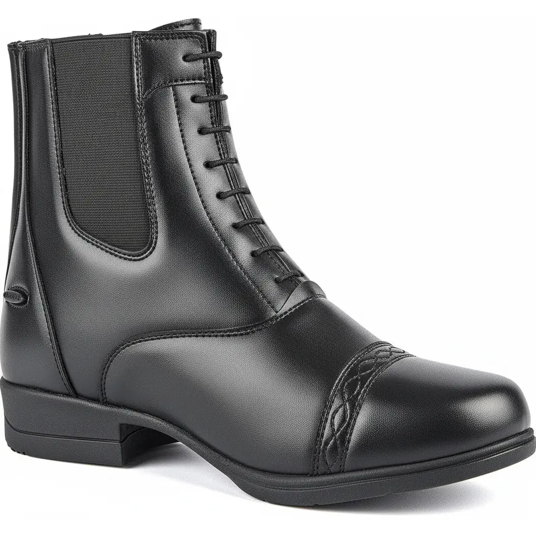 Shires Moretta Anita Women's Synthetic Leather Paddock Riding Boots - Mock Lace, Rear Zip, WickAway - Multiple Sizes