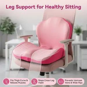 The ultimate anti-fatigue sitting posture solution! Ergonomic memory foam seat cushion, zero tailbone pressure, hollow core design, supreme coolness. Perfect waist support, shaping the hip curve.