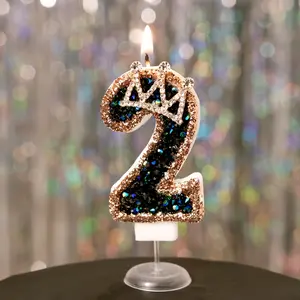 1pcs Crowned metallic glitter birthday cake candles, sparkling number candles suitable for children's birthday parties, Anniversary, wedding party decorations, Christmas, New Year, Valentine's Day, and other festive celebrations