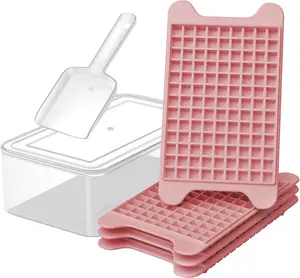 Mini Ice Cube Tray for Freezer: GGUW Nugget Ice Cube Tray with Bin - Crushed Ice