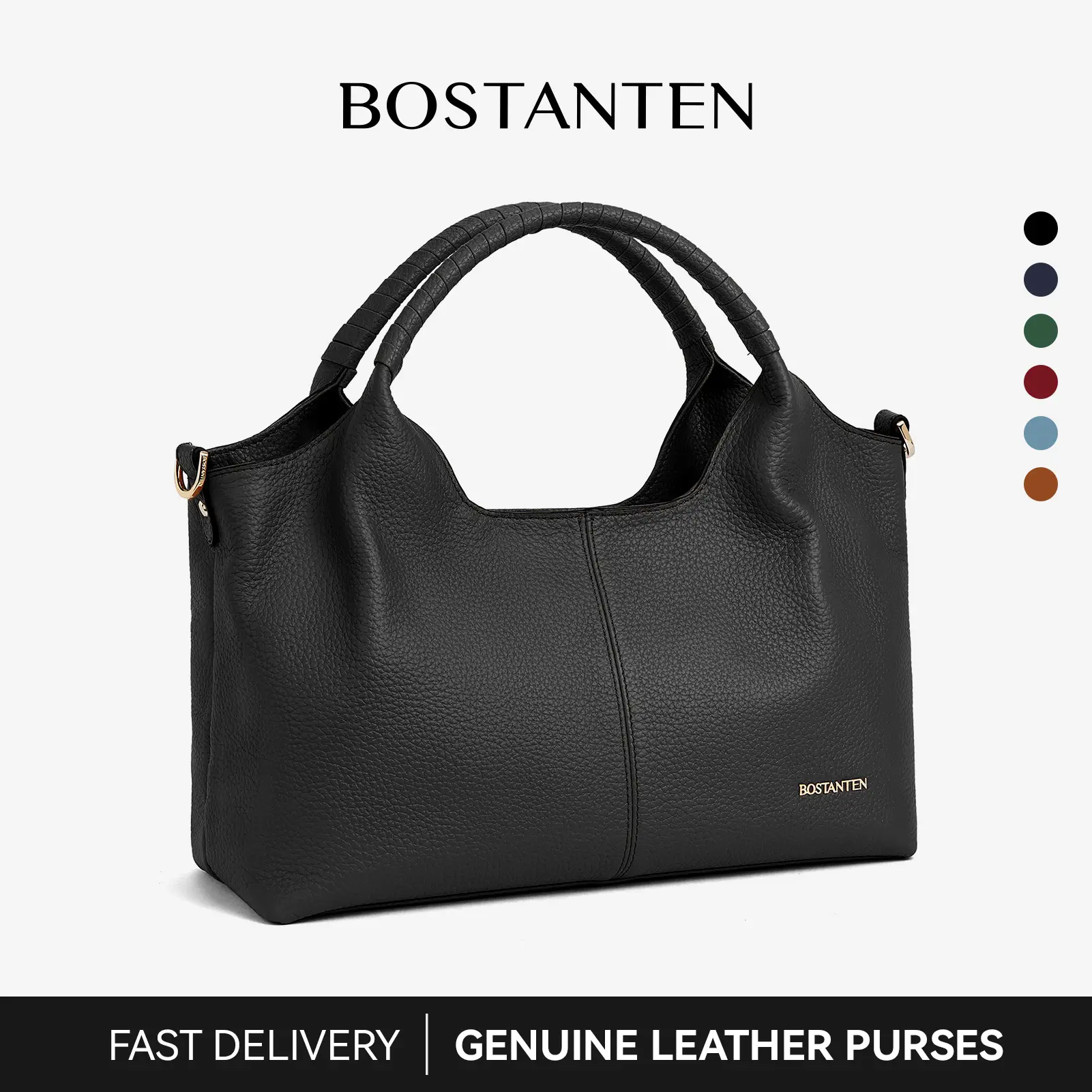 BOSTANTEN Genuine Leather Purses for Women Designer Handbags Crossbody Shoulder Bags Top Handle Satchel with Adjustable Strap