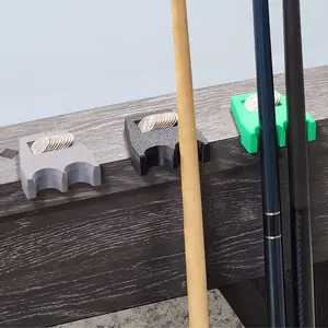 Pool cue table holder, billiard stick rest, shaft storage, quarter carry case