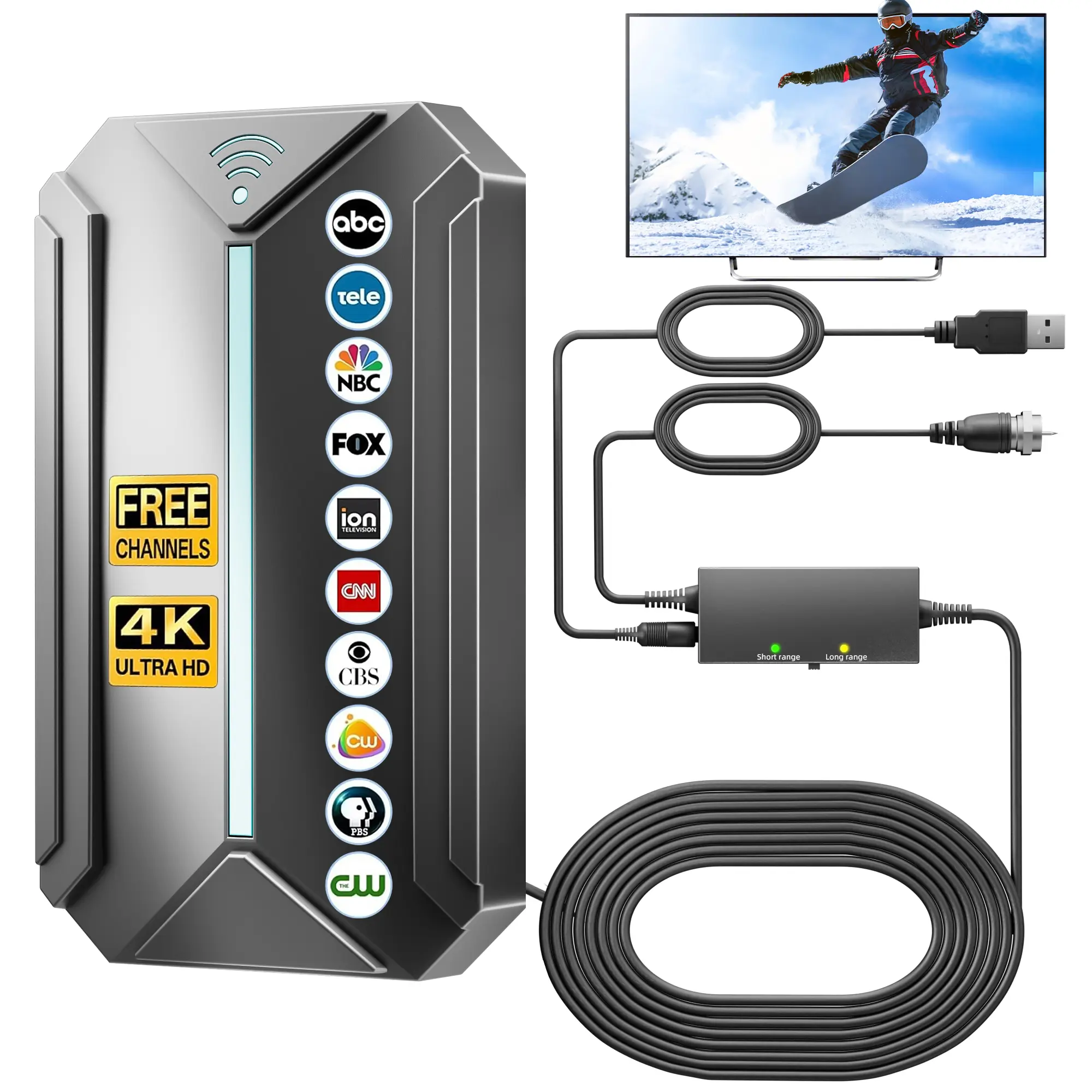 TV Antenna Digital HD Antenna 1080P 4K Ultra HD Indoor Long Range High-Quality Signal for Home Entertainment Full HD NBC ABC HSN