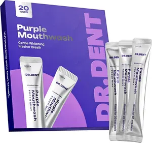 DR.DENT Purple Mouthwash - Sachets 20 Pack - Peroxide-Free - Alcohol Free - Vegan Mint