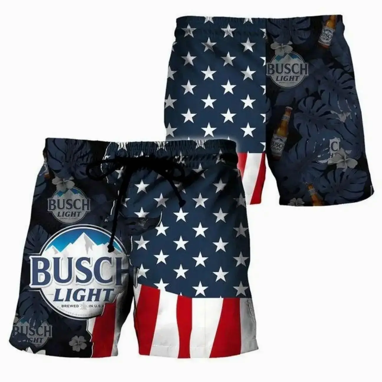 USA Tropical Flag Busch L1ght Swim Trunks Breathable Beach Shorts J9X