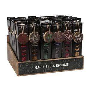 Magic Spell Incense Sticks Set with Pentagram Holder Scented Aroma Fragrance for Protection Prosperity Love Luck and Friendship 15 Sticks per Pack