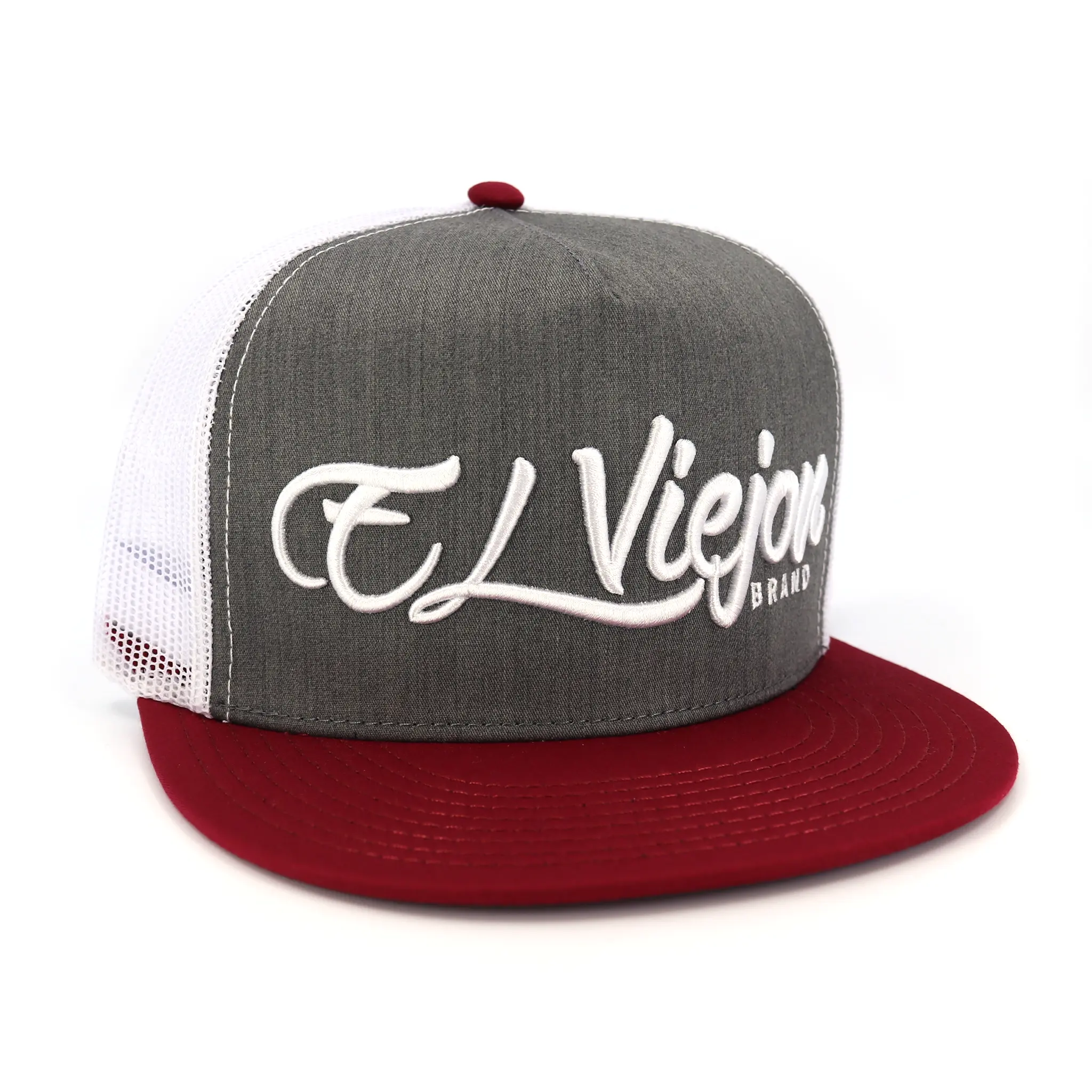 La Original Maroon/Heather/White flat visor hat