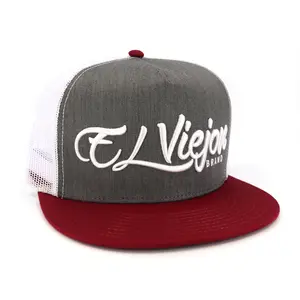 La Original Maroon/Heather/White flat visor hat