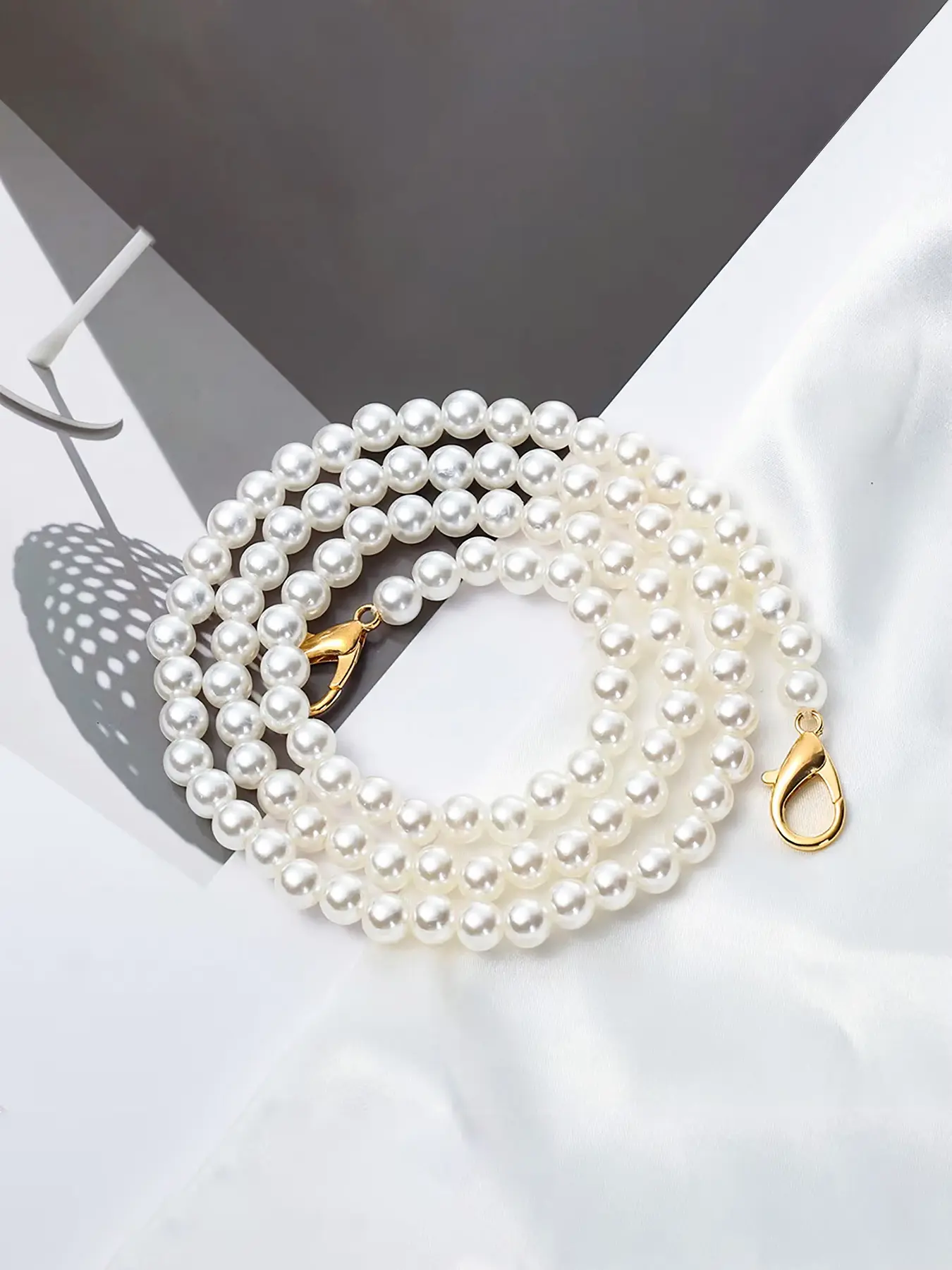 10mm Imitation Pearl Bag Chain Strap, Adjustable Length Shoulder/Messenger Handbag Replacement, DIY Craft Supplies with Lobster Clasp, Bag Chains for Handbags, Purse Accessories, Handbag Accessory, Detachable Shoulder Strap