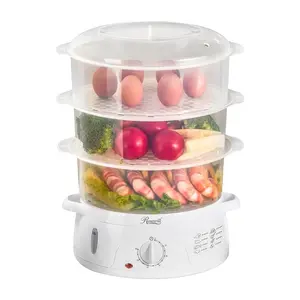 ROSEWILL 4 in 1 Electric Food Steamer, Steamer, Baby food maker, Rice cooker and Sterilizer, 800W turbo steam fast heating, 3 Tier stackable baskets,9.5Qt