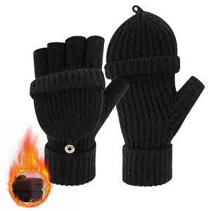 Dazone Winter Fingerless Gloves Warm Mittens for Men Women