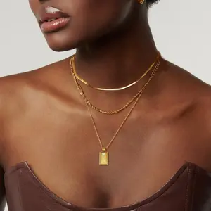 2pcs-Emburban Star Layered Necklace Stack Summer Beach Charm Choker Adjustable Fashion Jewelry for Layering Necklaces Beach Vacation Essentials Gold-Tone