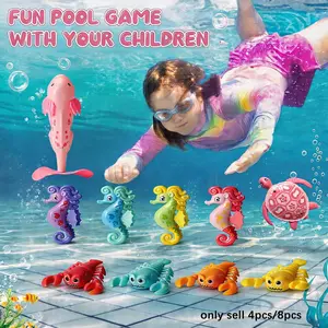 Summer Kids Pool Dive Toy Set, Water Playset, Turtle/lobster/sepia/crab/fish Shapes, Outdoor Beach/dive Pool Toy, Summer Party Toy for Boys Girls