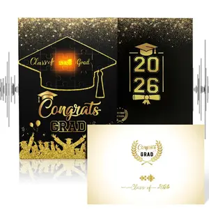 Class of 2026 Party Decoration Graduation Recordable Greeting Card with Lights Congratulations Personalized Gift Glowing 2026 Congrats Grad Party Decoration  with Envelope and Box