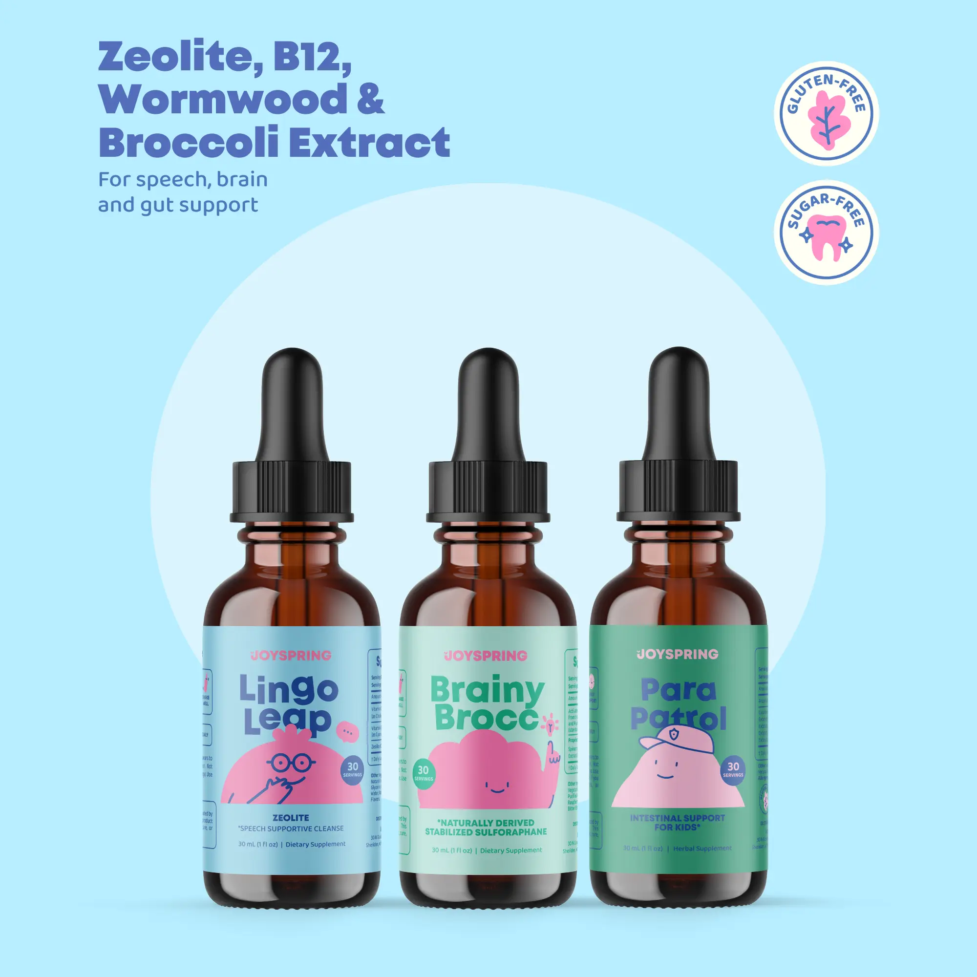 Learning & Gut Balance Trio – Lingo Leap + Para Patrol + Brainy Brocc | Daily Wellness Support