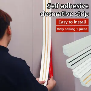 1 Roll 2 Meters/78.74 Inch Foam Ceiling Corner Line Sticker Strip，3D Self Adhesive Waistline Baseboard Border Corner Decoration，Line Baseboard Ceiling Molding Line， Suitable for Modern Home Decoration