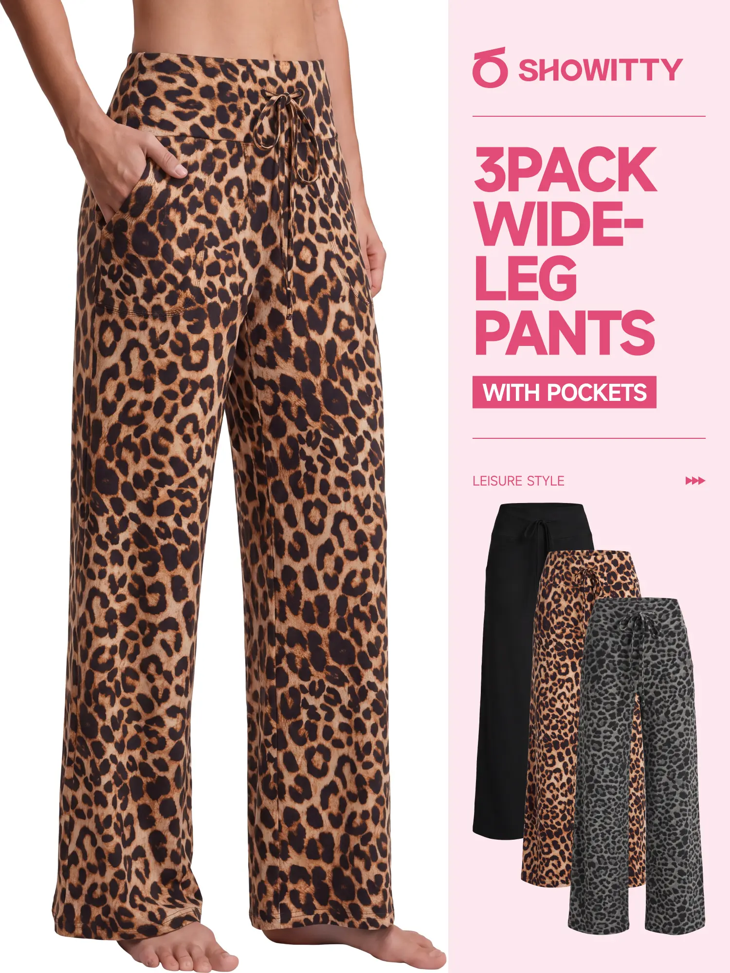 SHOWITTY 3 Pack Women's Wide Leg Pants with Pockets – High Waisted Loose Fit Sweatpants for Yoga, Workout & Lounge #tiktokshopsummersale