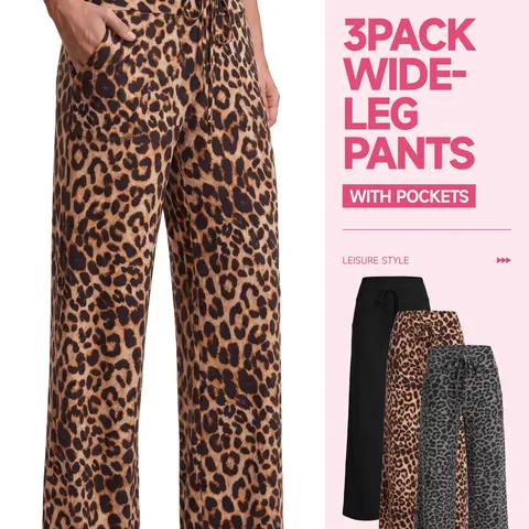 SHOWITTY 1/3 Pack Womens Wide Leg Pants with Pockets – High Waisted Loose Fit Sweatpants for Yoga, Workout & Lounge #tiktokshopsummersale