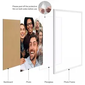 1 2 Pack 16x20Picture Frame White, Display Pictures 14x14 with Mat 18x18 Without