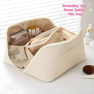 Large Capacity Portable PU Travel Makeup Bag, Partitioned Organizer with Handle, Makeup Organizer Pouches, Luxury Women's Gift Box, Cosmetics Storage Bag