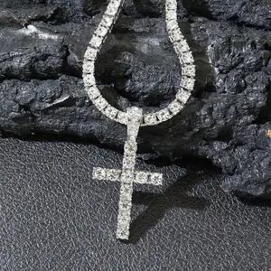 Full Moissanite Tennis Necklace with Pendant r Plated 18k Chain for Man Sparkling HipHop Party Jewely