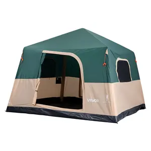 【DealsForYouDays】VEVOR Camping Tent, 6 Person Inflatable Cabin Tent with Rechargeable Pump, TPU Air Tube & 4 Large Mesh Windows, Portable Easy Setup Waterproof with Carry Bag for Family Outdoor Camping & Hiking, Green