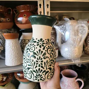 Green Talavera Vase -9 in