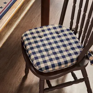 Navy & Khaki Check Chair Pad