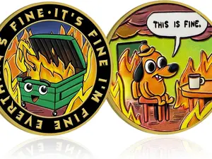 Dumpster Fire Challenge Coin - Double Sided Hilarious Medallion Funny Dumpster Fire Coins, Desk Accessories, for Staff Appreciation Gifts, Commemorative Coin Office Gifts