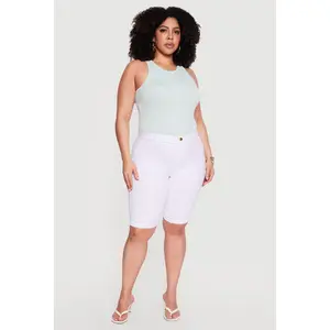 Plus Size Hyperstretch Solid Bermuda Shorts