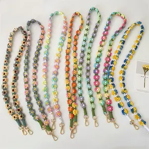 Bohemian Long Handwoven Flower Key Camera Strap Mobile Phone Lanyard Color Lanyard Female