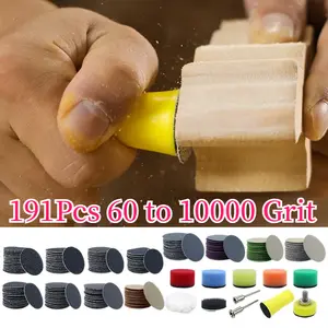191 Pieces 1 Inch Sanding Discs Silicon Carbide 60-10000 Grits Wet/Dry Hook and Loop Sandpaper with 1/8" Shank Backing Pad,Polishing Pads and Interface Pad for Drill Grinder Rotary Tools - Home Improvement.