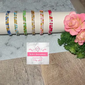Multi Colorful Seed Bead Boho Bracelets - Elastic String with Colorful Beads in Various Colors