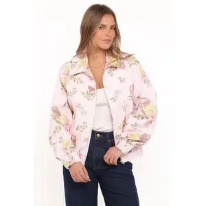 Calvin Floral Twill Zip Jacket - Pale Pink Floral