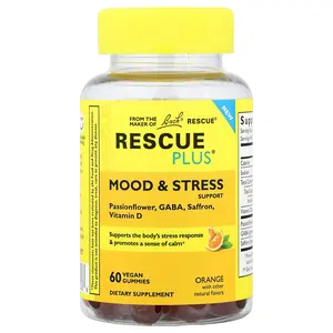 Bach Rescue Plus® Gummies, Mood & Stress Support, Orange, 60 Vegan Gummies