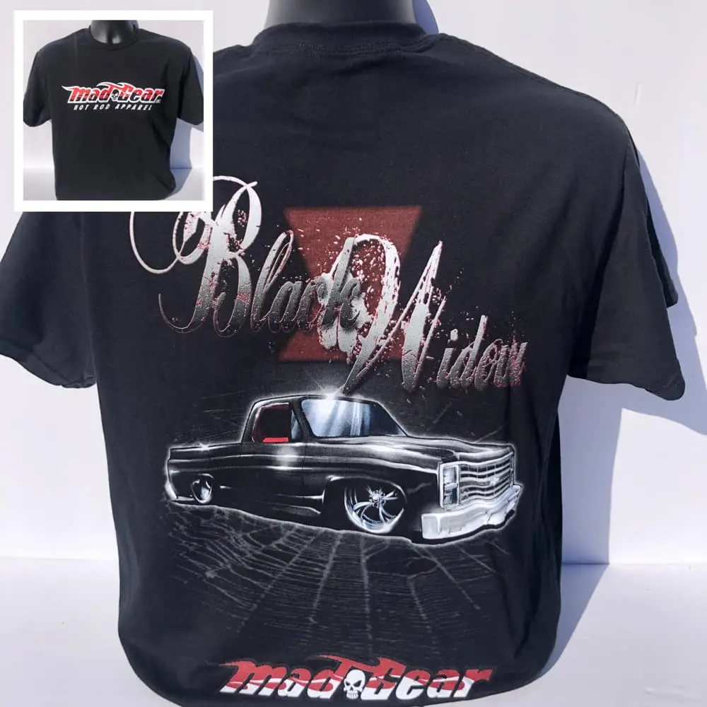 Mad Gear Hot Rod Apparel Custom Truck Shirt featuring a Black Chevy C10