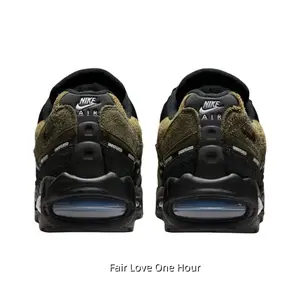 Earthy Dark Color Block Black Olive Soft Suede Mesh Low Top Running Sneakers Minimal Dark Olive Side Mark Clear Transparent Visible Air Cushion Sole Ultra Breathable All Season Vintage Workwear Urban Athletic Trainers