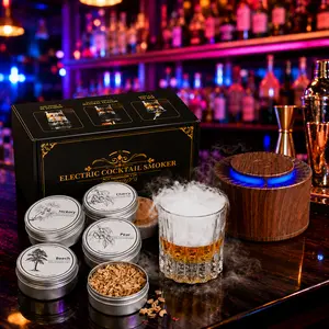 Electric Whiskey Smoker Kit, Rechargeable Cocktail Smoker with 6 Wood Chips, Flameless Heating System, Old Fashioned Drink Smoker Kit, Bourbon Whiskey Gifts for Men,Dad,Husband
